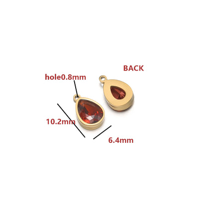 2-in-1 18K Gold Plated Teardrop Stone Setting Pendant with Single-Sided Rhinestone Accents 0.8mm Single-Hole