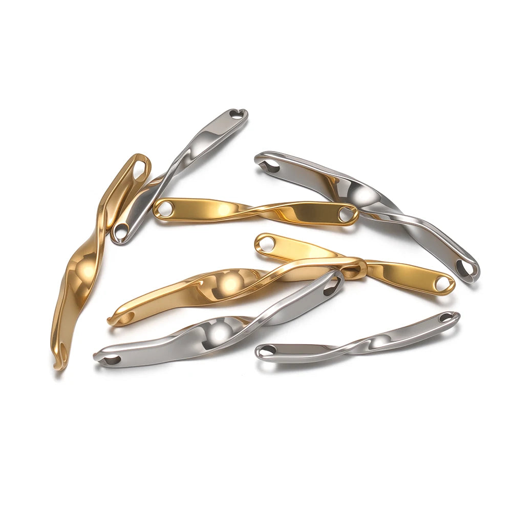 18K Gold Plated Thick Wavy Twisted Long Pendant