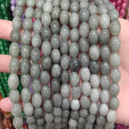 New Natural 8x12mm Rice Dyed Rainbow Colorful Jade Loose Bead, Mutil-color Jade Tourmaline Beads for DIY Women Jewelry Making
