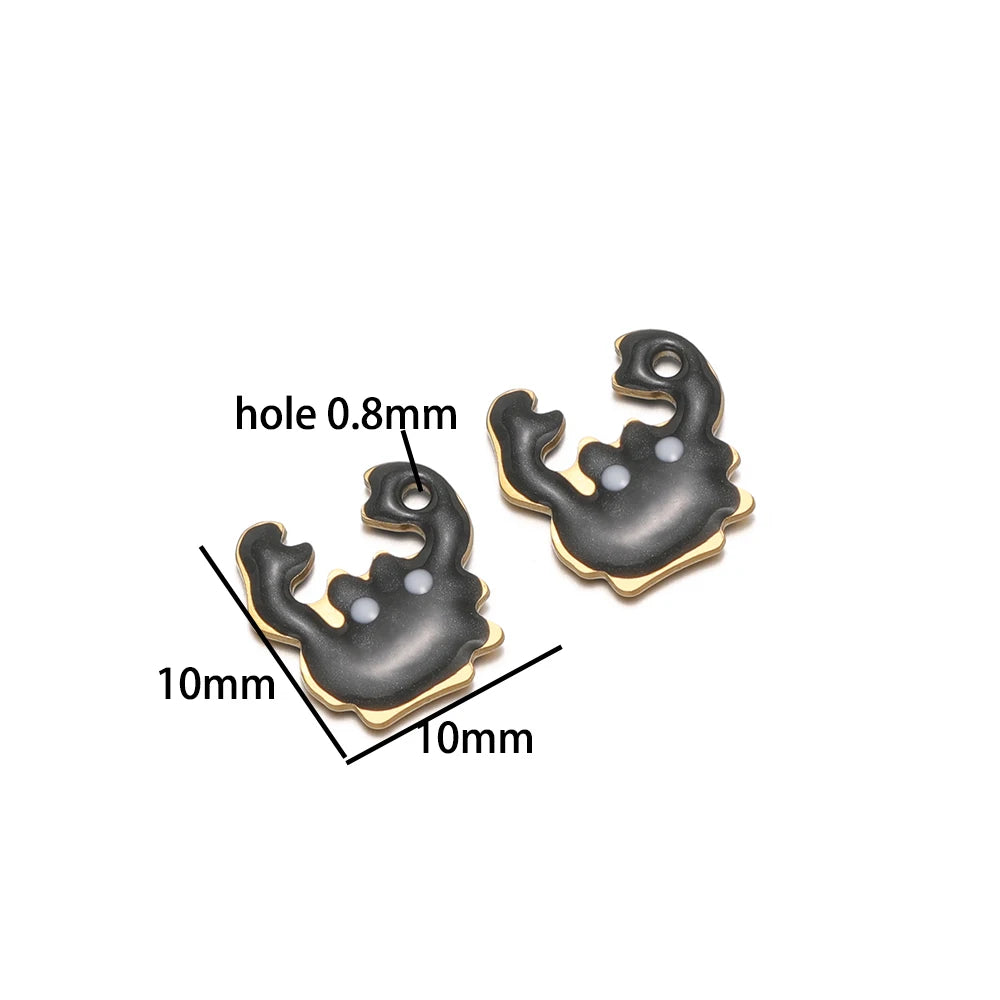 DIY Small Pendant 18k Gold Plated Stainless Steel Enamel Crab Charm Pendant for Jewelry Necklace Making Accessories