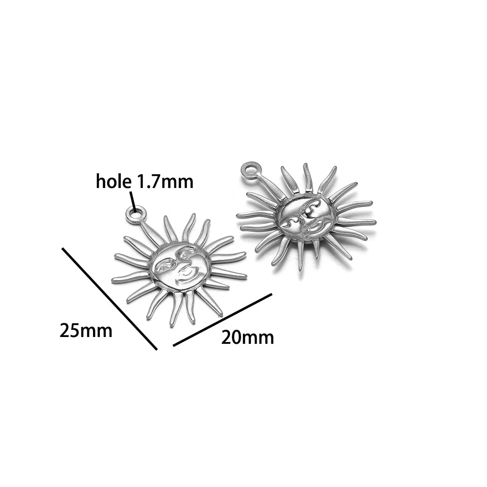 Vintage  DIY Charm 18k Gold Plated Stainless Steel Sun Starfish Flower Charm Pendant for Handmade Necklace Jewelry Making