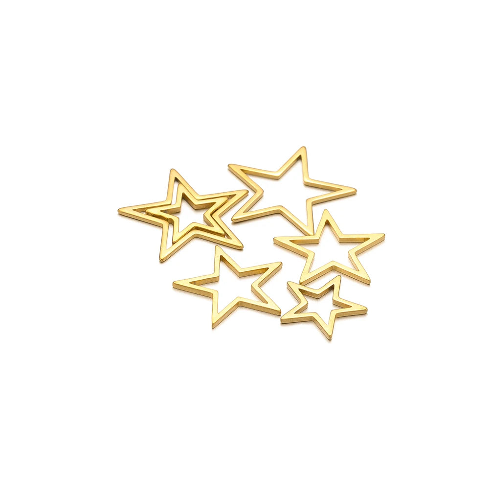 New Product Stainless Steel Gold Plated Charm Five-pointed Star Charm Pendant for DIY Jewelry Necklace Making