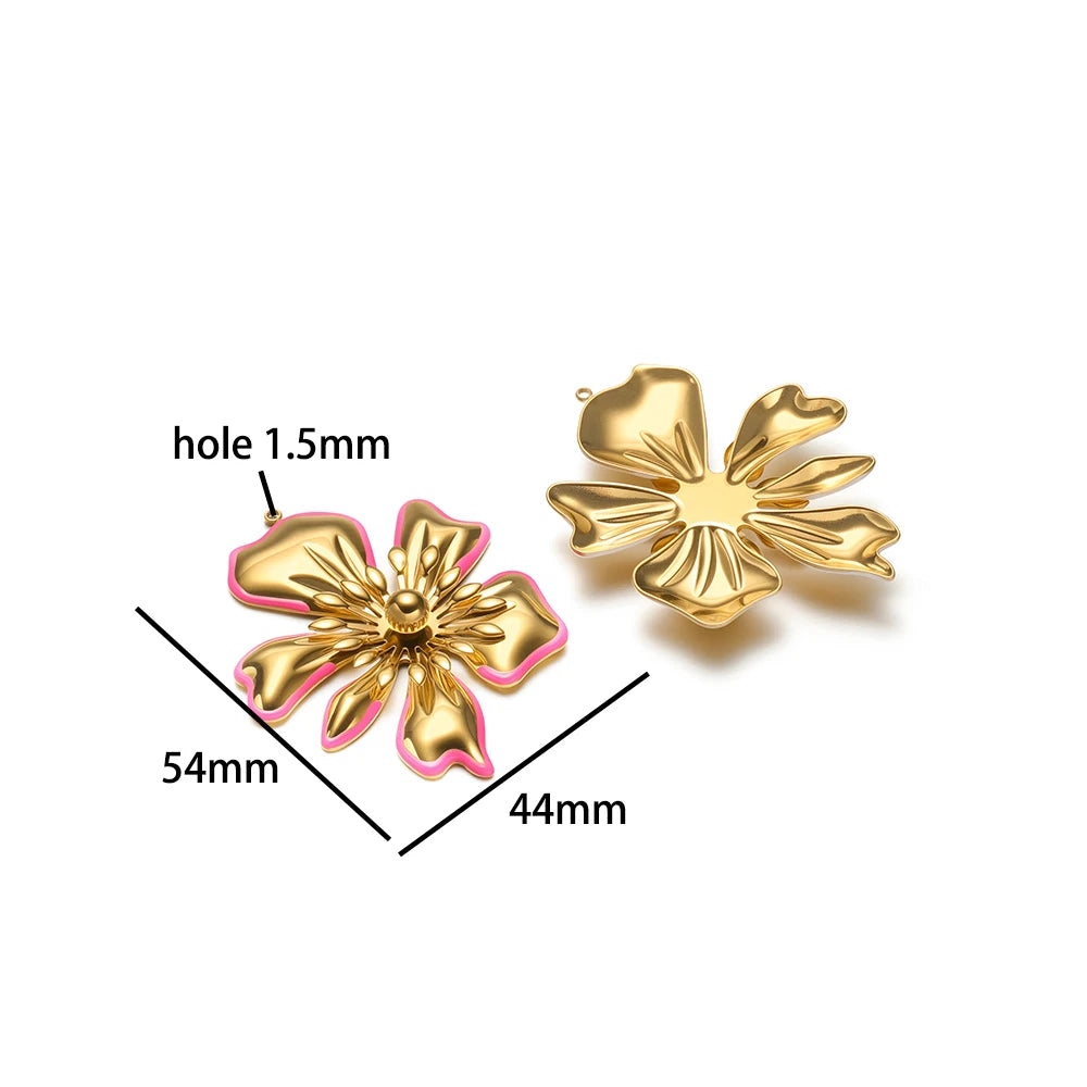 New Fashion Stainless Steel 18k Gold Plated Enamel Flower Conch Starfish Charm Pendant for Jewelry Necklace Making