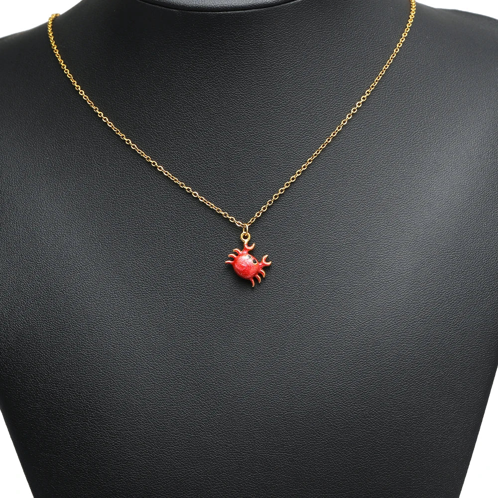 High Quality Jinrou 18K Gold Plated Stainless Steel Enamel Crab Shape Pendant Findings for Necklace and Earrings Jewelry Making