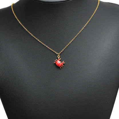 High Quality Jinrou 18K Gold Plated Stainless Steel Enamel Crab Shape Pendant Findings for Necklace and Earrings Jewelry Making