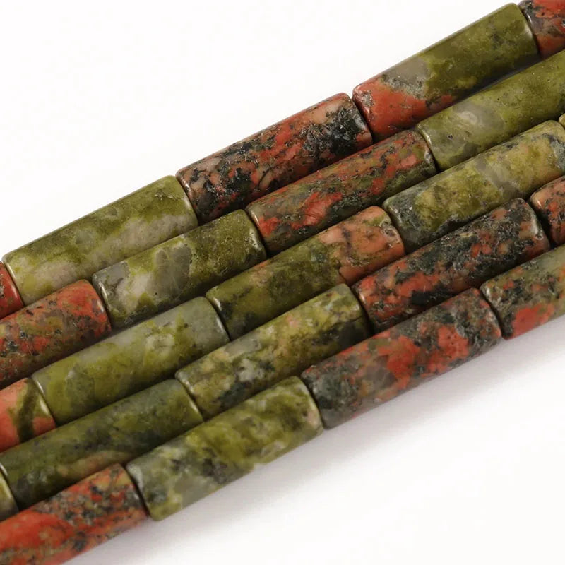 4x13mm Natural Round Tube  Stone Beads Jade Howlite Lapis Lazuli Quartz Tiger Eye Gemstone Bead for DIY Jewelry Making