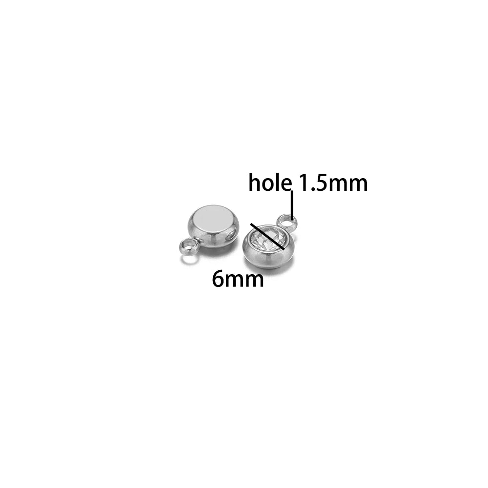 Hot Sale Colorful Pendant 304 Stainless Steel 18k Gold Plated 6mm Crystal Bead Charm Pendants for DIY Necklace Bracelet Making