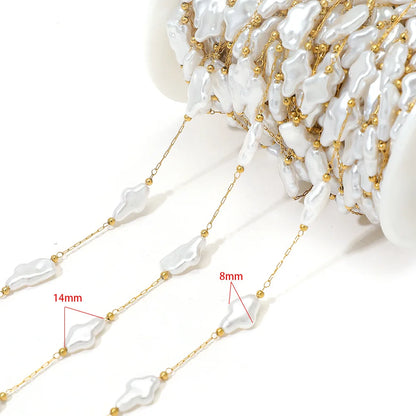 E561 Non-Tarnish 18K PVD Gold Stainless Steel Chains Fashion Artificial Pearl Star Moon Component Jewelry Findings Components