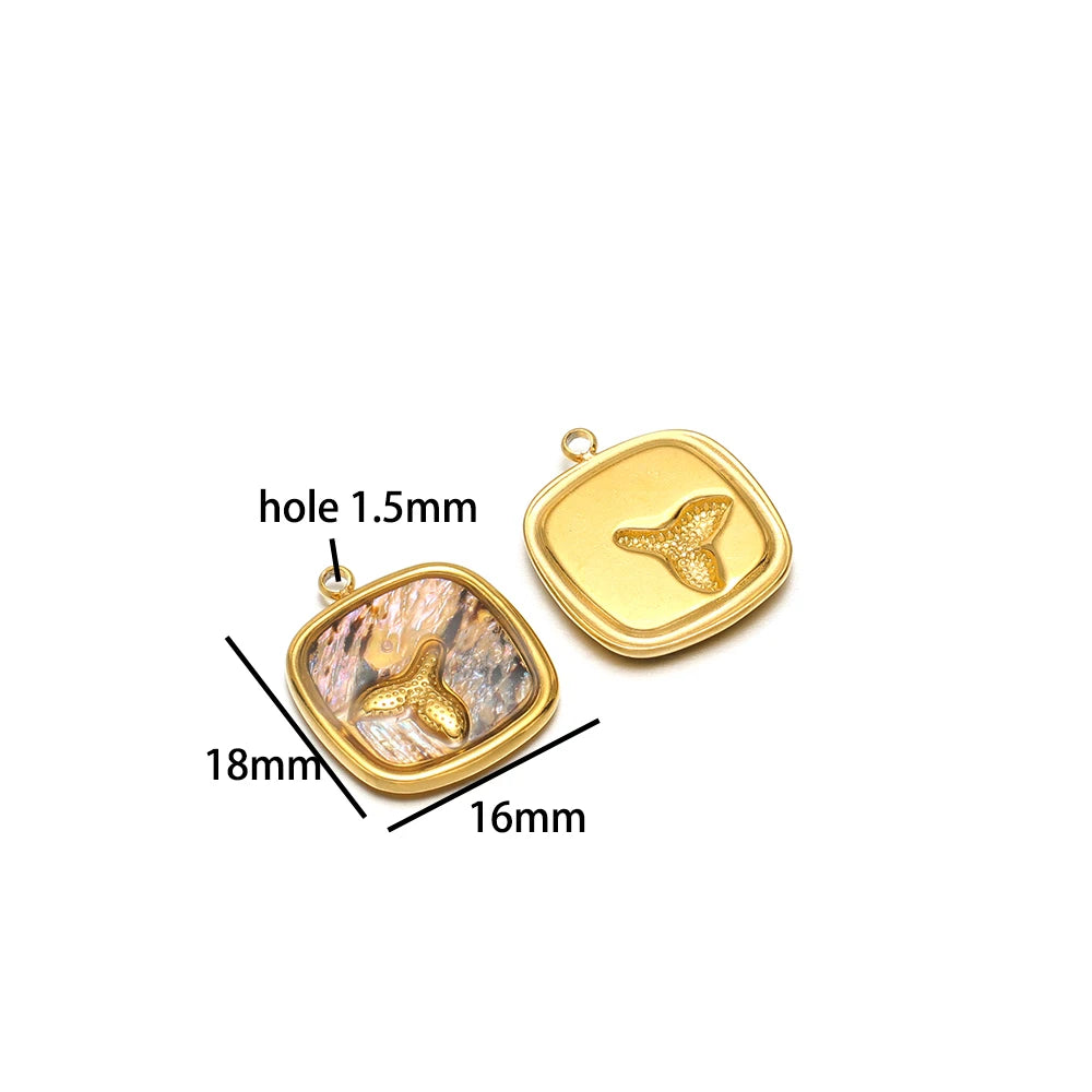 Stainless Steel 18k Gold Plated Enamel Heart Starfish butterfly Shell Zircon Charm Pendant for Jewelry Necklace Making