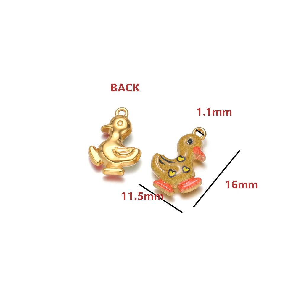 Jinrou Enamel Flower Charms 18k Gold Plated Stainless Steel Double Hole Pearl Charm Pendant DIY Jewelry Making Accessories Model