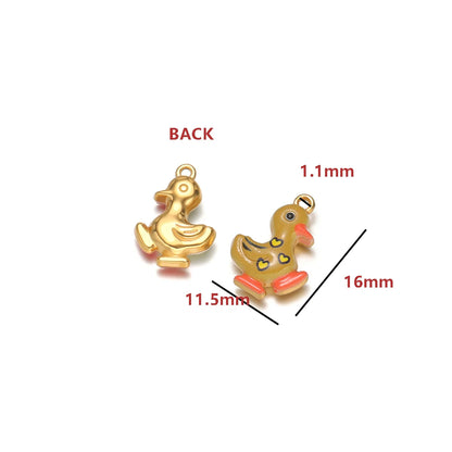 Jinrou Enamel Flower Charms 18k Gold Plated Stainless Steel Double Hole Pearl Charm Pendant DIY Jewelry Making Accessories Model