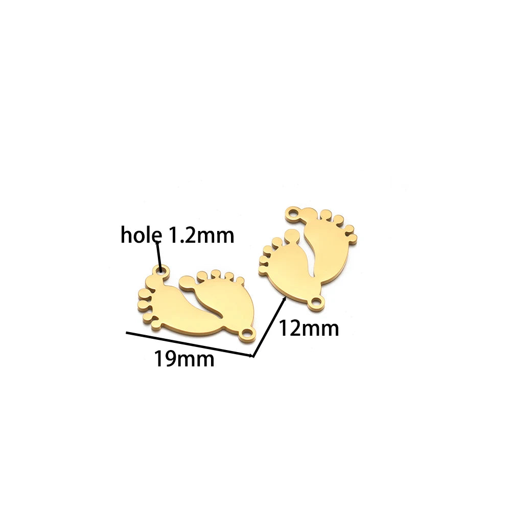 Hot Selling 18K Gold Plated Stainless Steel Footprint Pendant Fashion Charm for Handmade Daily Necklace Jewelry Making