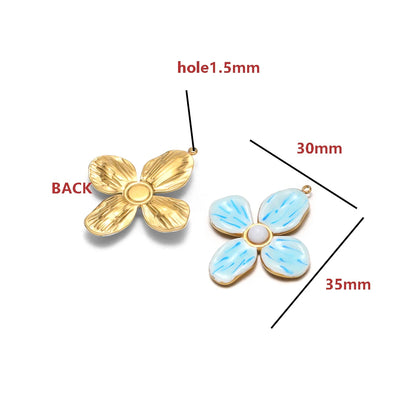 18K Gold-Plated Enamel Four-Leaf Clover Pendant Lucky Charm Hollow Necklace-DIY Jewelry Making Supplies (Wholesale) Model