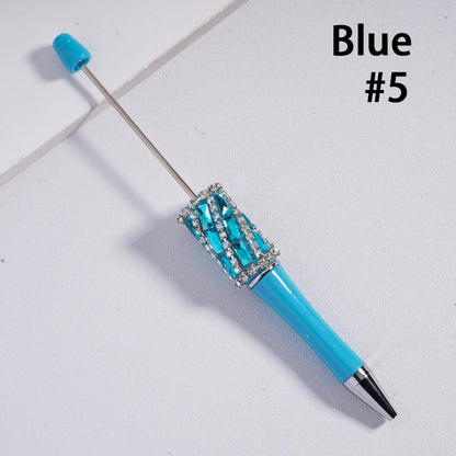 Ballpoint Pens with Oblique-Stripe and Rectangular Rhinestone Chains Plastic Material Multi-Color for Welcome Gifts