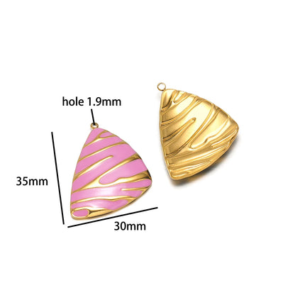 New Fashion 18k Gold Plated Stainless Steel Enamel Irregular Stripe Triangle Charm Pendant for Handmade Necklace Jewelry Making