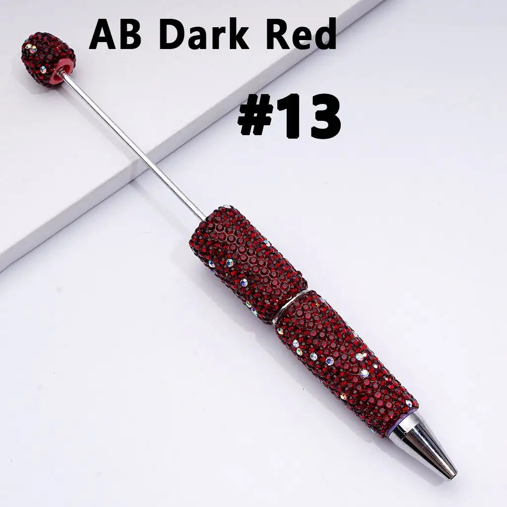 Full Rhinestone Beadable Clay Ballpoint Pens - DIY Beaded Plastic Pen for School Office Gift