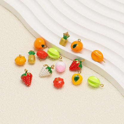 Fruit Series Charm Stainless Steel 18k Gold Plated Oil Drop Strawberries Pineapples Pumpkins Pendant for Jewelry Necklace Making