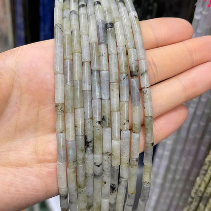 4x13mm Natural Round Tube  Stone Beads Jade Howlite Lapis Lazuli Quartz Tiger Eye Gemstone Bead for DIY Jewelry Making