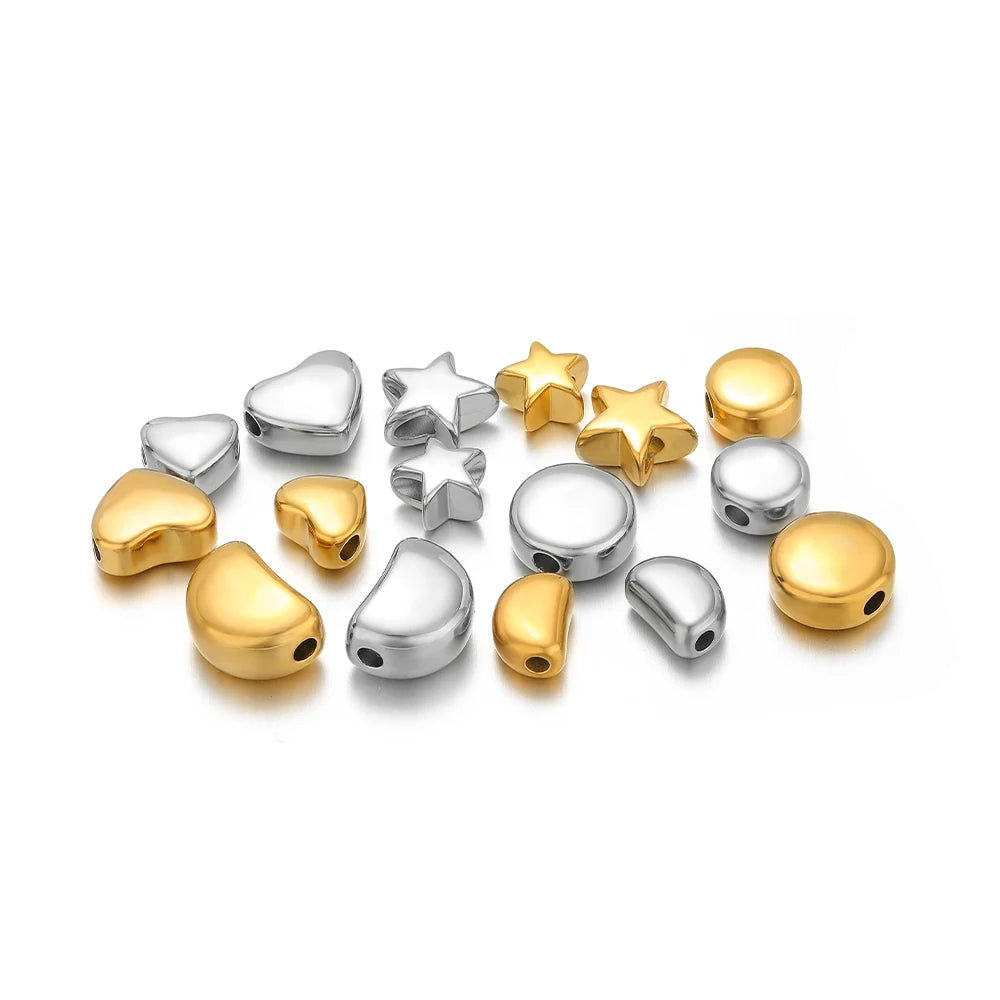 Diy Love Heart Charms Stainless Steel18k Gold Plated Moon Star Through Hole Charms Pendant for DIY Jewelry Necklace Making
