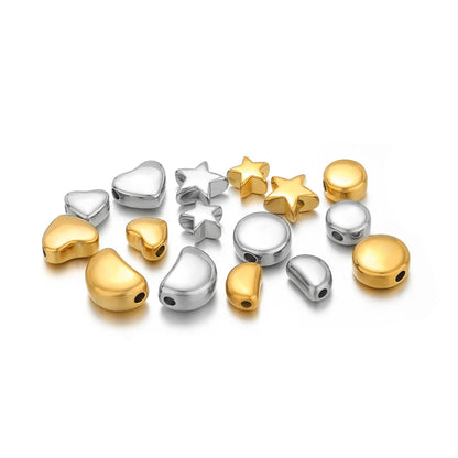 Diy Love Heart Charms Stainless Steel18k Gold Plated Moon Star Through Hole Charms Pendant for DIY Jewelry Necklace Making