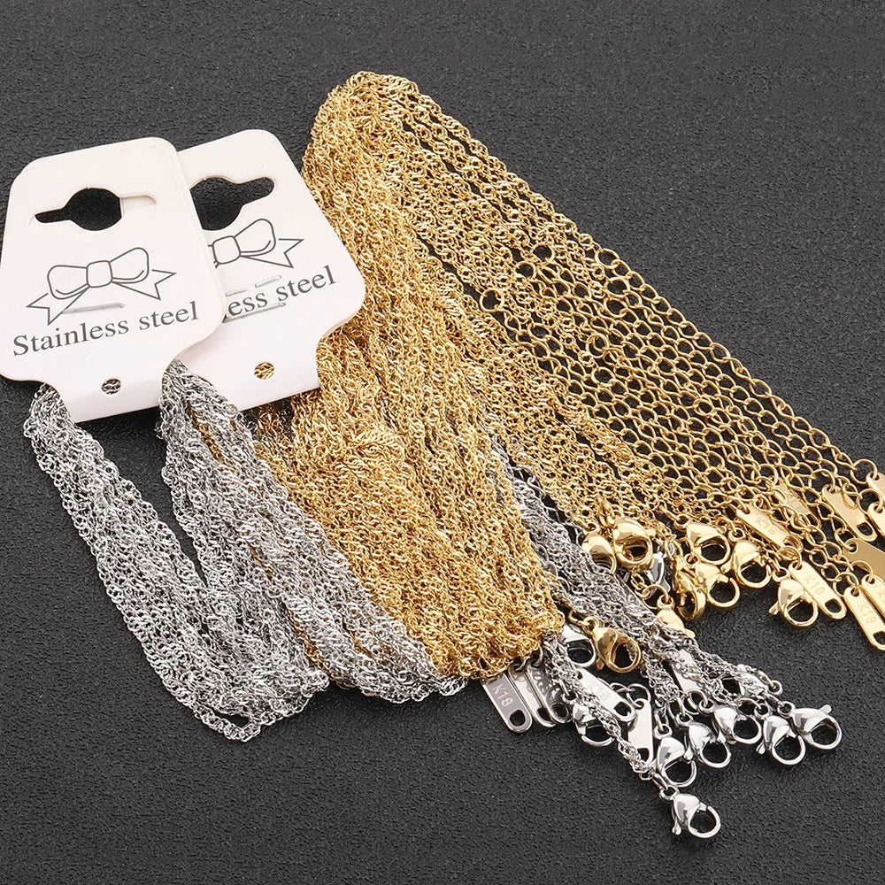 B4357 No Tarnished Gold Plated Stainless Steel Thin Chain Finished Necklace Chain for Making
