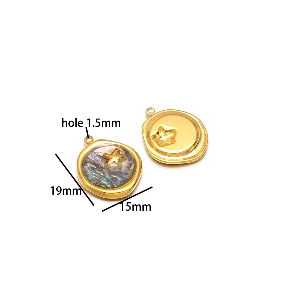 Stainless Steel 18k Gold Plated Enamel Heart Starfish butterfly Shell Zircon Charm Pendant for Jewelry Necklace Making