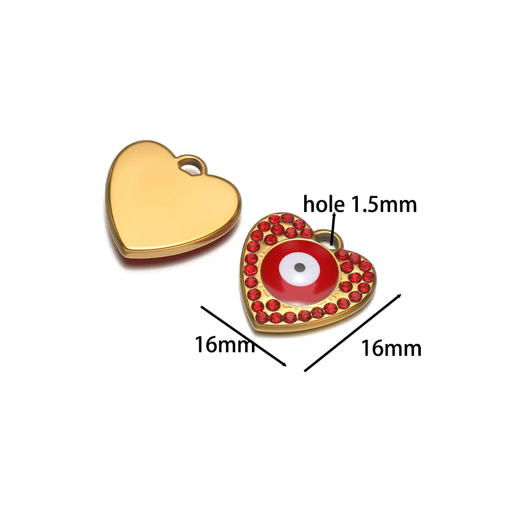 High Quality Stainless Steel 18k Gold Plated Zircon Enamel Eyes Charm Pendant for Jewelry Making Wholesale