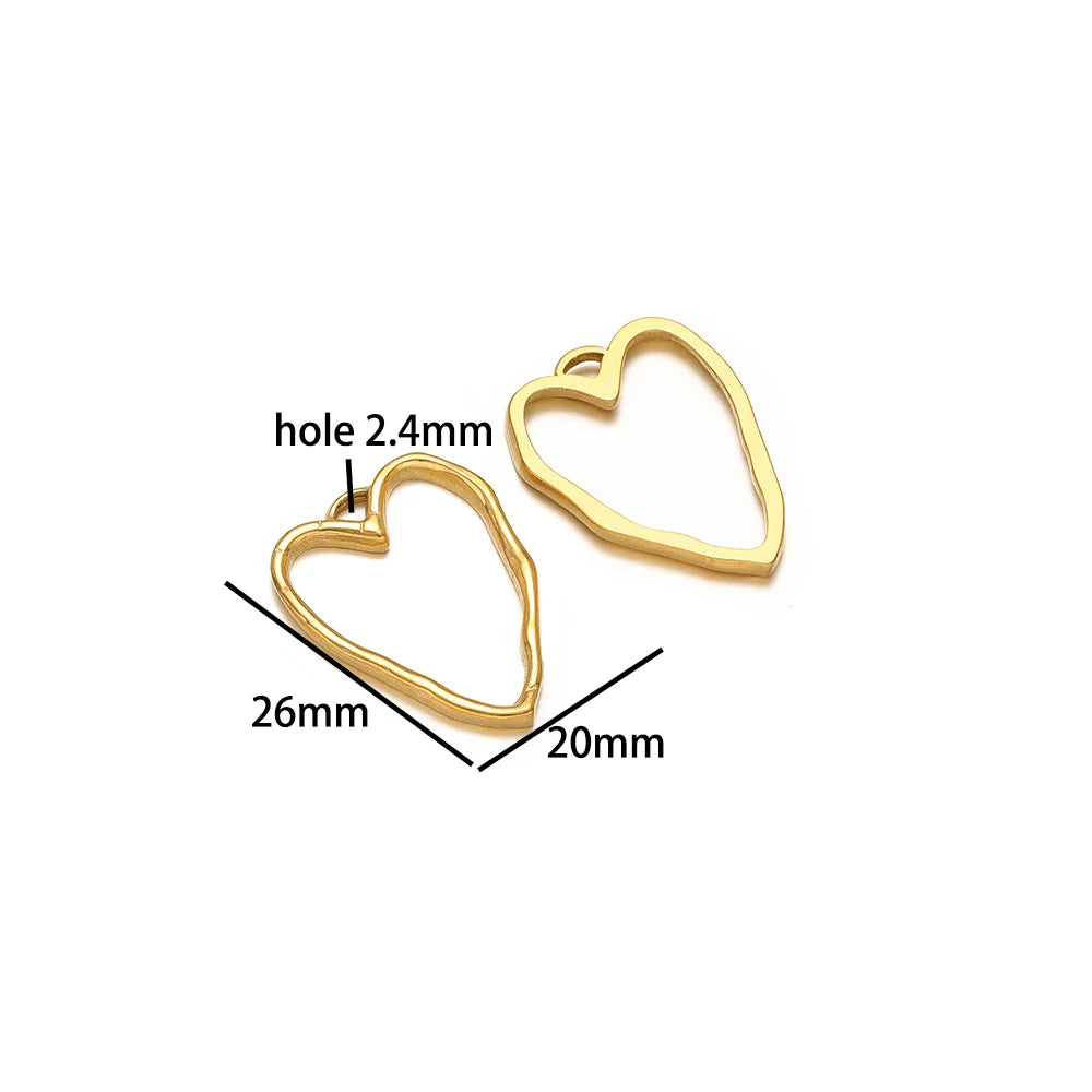 Trendy Jewelry Accessories Stainless Steel18k Gold Plated Heart Circle Charms Pendant for DIY Jewelry Necklace Earring Making
