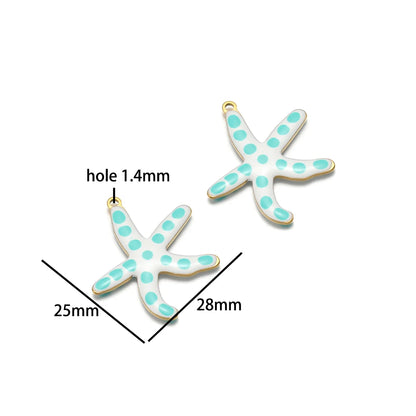Wholesale Enamel Charms 18k Gold Plated Stainless Steel Enamel Starfish Fish Charm Pendant for DIY Necklace Jewelry Making