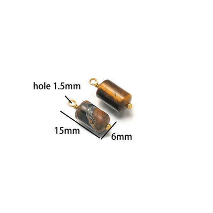 Fashion Jewelry Stainless Steel 18K Gold Plated Cylinder Color Natural Stone Charm Pendant for Jewelry Necklace Making Wholesale