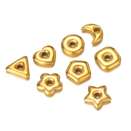 Non Tarnish Stainless Steel18k Gold Plated Hollow Star Heart Square Flower Charms Pendant for DIY Jewelry Earring Making