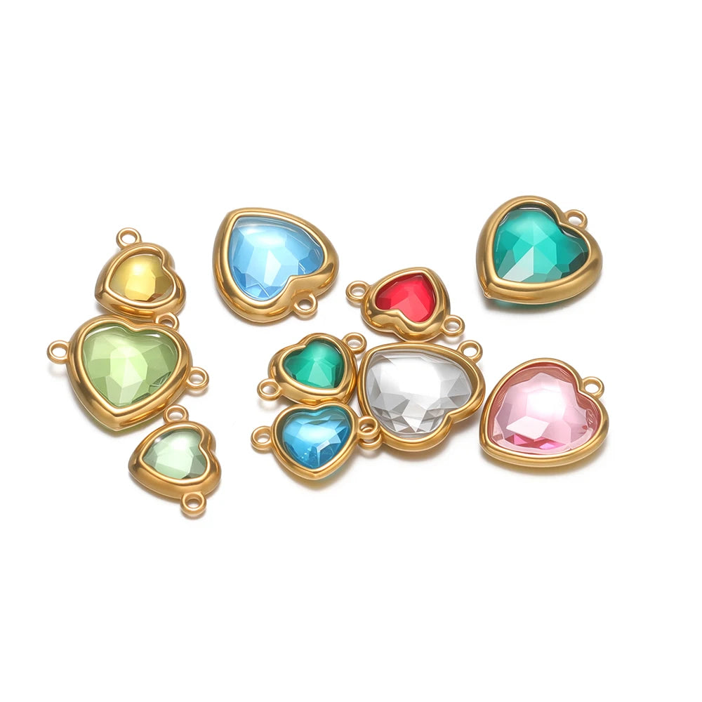 Fashion Stainless Steel 18k Pvd Gold Plated Heart Shaped Charms Pendant for DIY Jewelry Necklace Making
