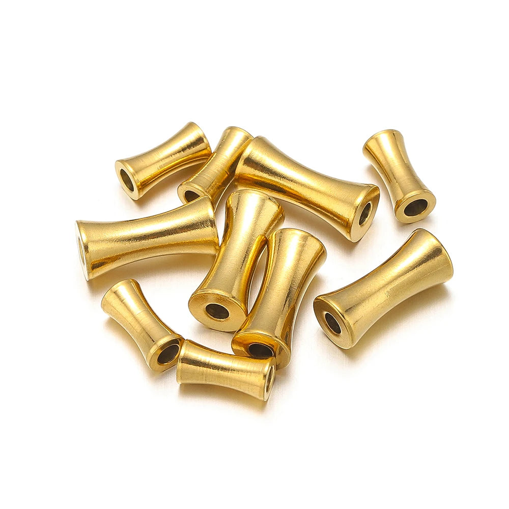 Stainless Steel 18k Gold Plated Jewelry Bone Shape Bead Vacuum Camber Beads for DIY Jewelry Making Accessories