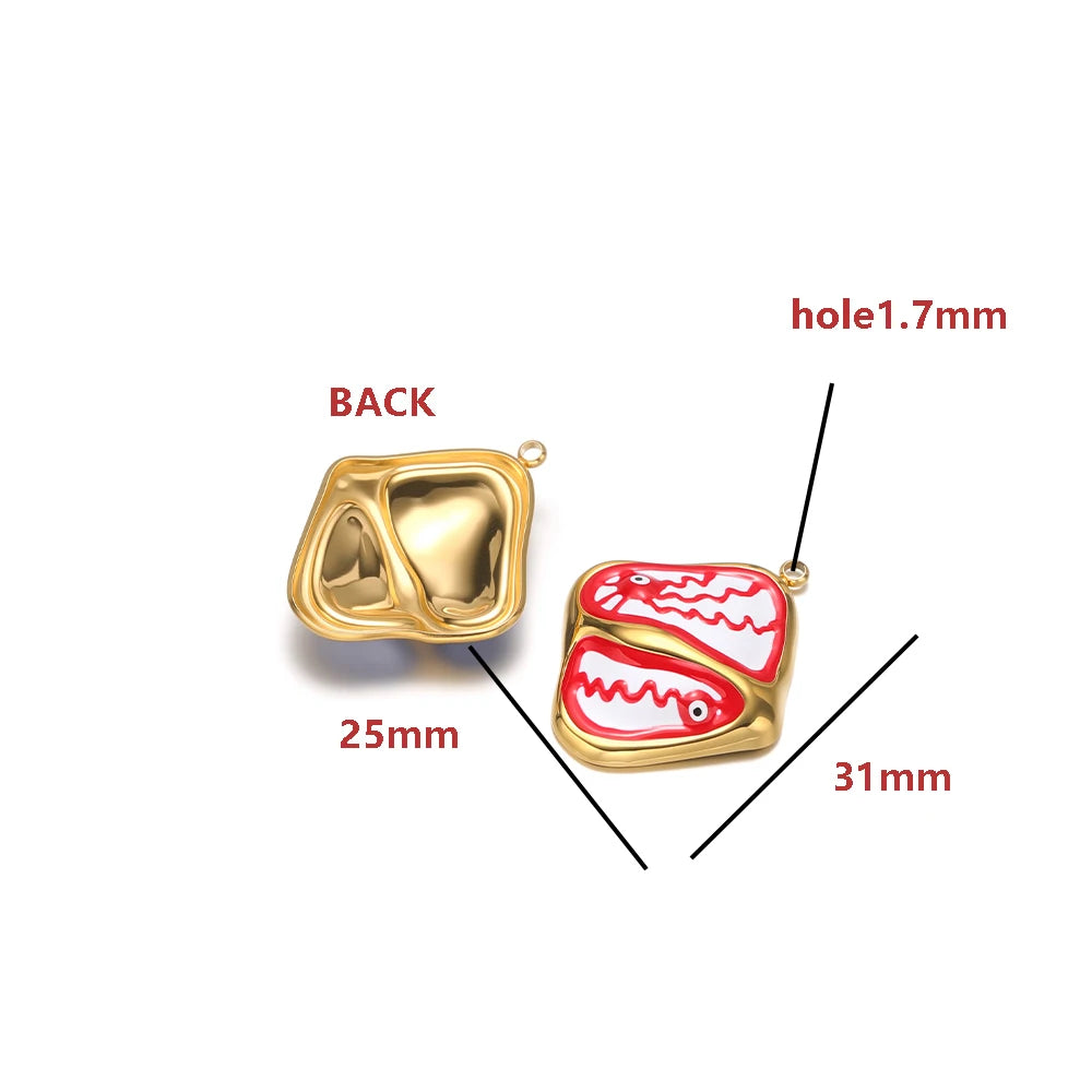 Bulk Gold Plated Eye Charms 35 * 21.5mm, Irregular Teardrop Enamel Pendant, 1.7mm Hole DIY Jewelry Making Supplies for Women