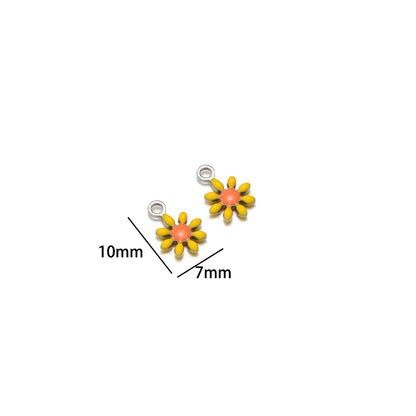 High Quality 304 Stainless Steel 18k Gold Plated Enamel Flower Charms Pendant for Jewelry Necklace Making