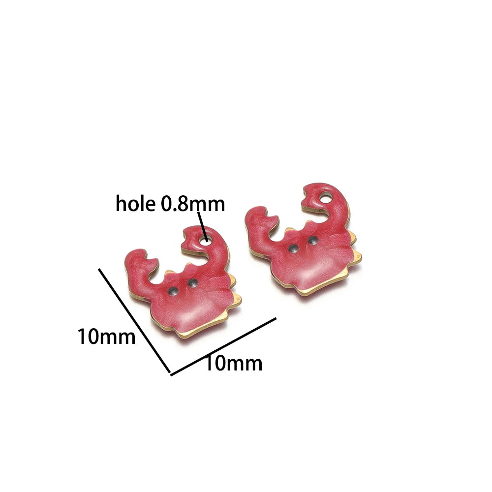 DIY Small Pendant 18k Gold Plated Stainless Steel Enamel Crab Charm Pendant for Jewelry Necklace Making Accessories