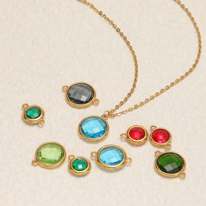 18K Gold Plated Stainless Steel Enamel Round Pendant Findings for Necklace Earrings Garment Making