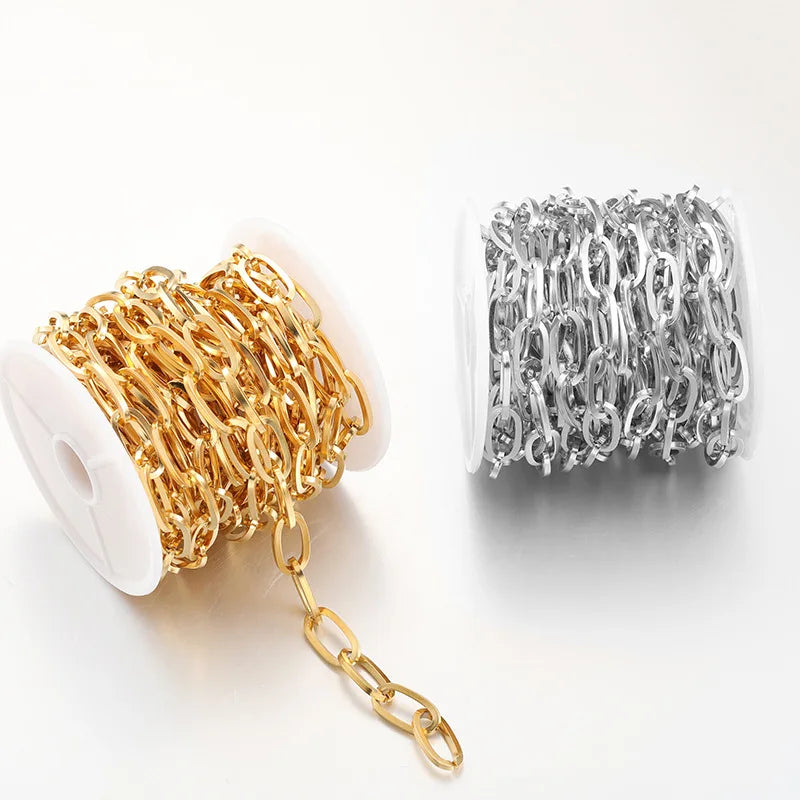 A1904 Hot Selling Paper Clip Chain Bulk Stainless Steel Necklace Bracelet Jewelry Making Chain for Diy Making