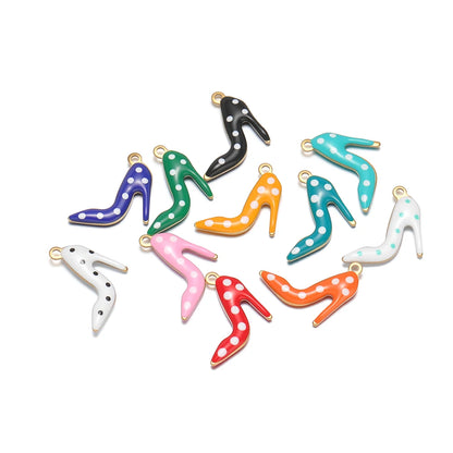 Candy Color Pendant Stainless Steel 18k Gold Plated Oil Drop High Heel Shoes Shape Charm Pendant for Jewelry Necklace Making
