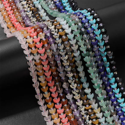 Wholesale Flat Moon Shaped Quartz Gemstone Beads, Amethyst Lapis Lauzli 4x6mm 5x8mm Stone Beads for DIY Jewelry Making, 38CM