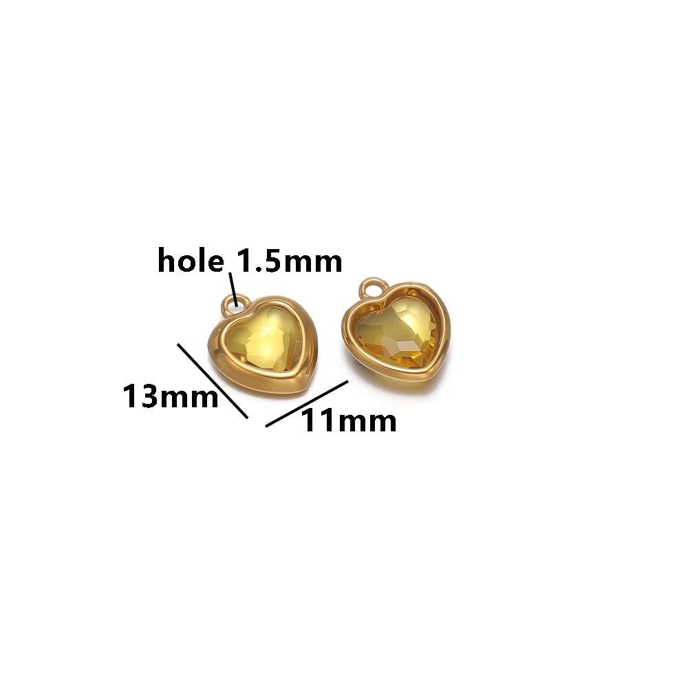 Fashion Stainless Steel 18k Pvd Gold Plated Heart Shaped Charms Pendant for DIY Jewelry Necklace Making