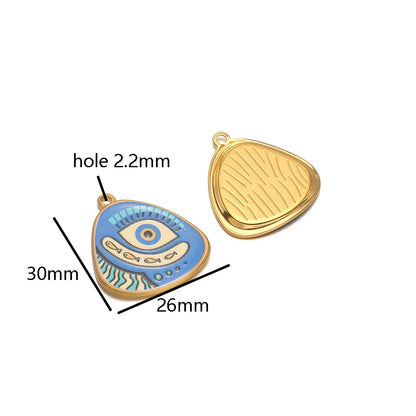 Bohemian Style Stainless Steel 18k Gold Plated Mixed Colors Enamel Oval Eye Charms Pendant for Diy Jewelry Necklace Making