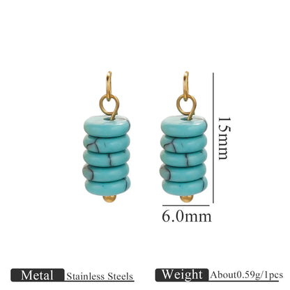 New Style Fashion Stainless Steel Gold Plated Tiger's Eye Stone Beads Charm Pendant for Earring Jewelry Making Accessories