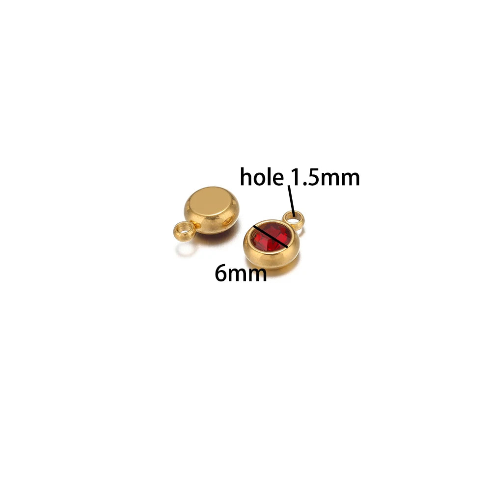Hot Sale Colorful Pendant 304 Stainless Steel 18k Gold Plated 6mm Crystal Bead Charm Pendants for DIY Necklace Bracelet Making