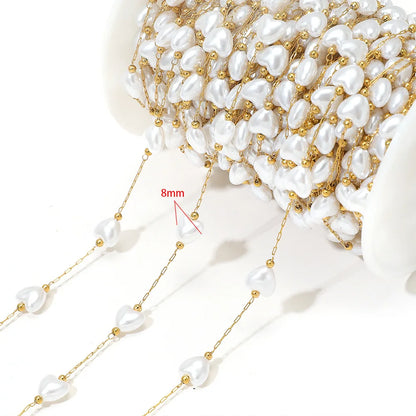 E561 Non-Tarnish 18K PVD Gold Stainless Steel Chains Fashion Artificial Pearl Star Moon Component Jewelry Findings Components