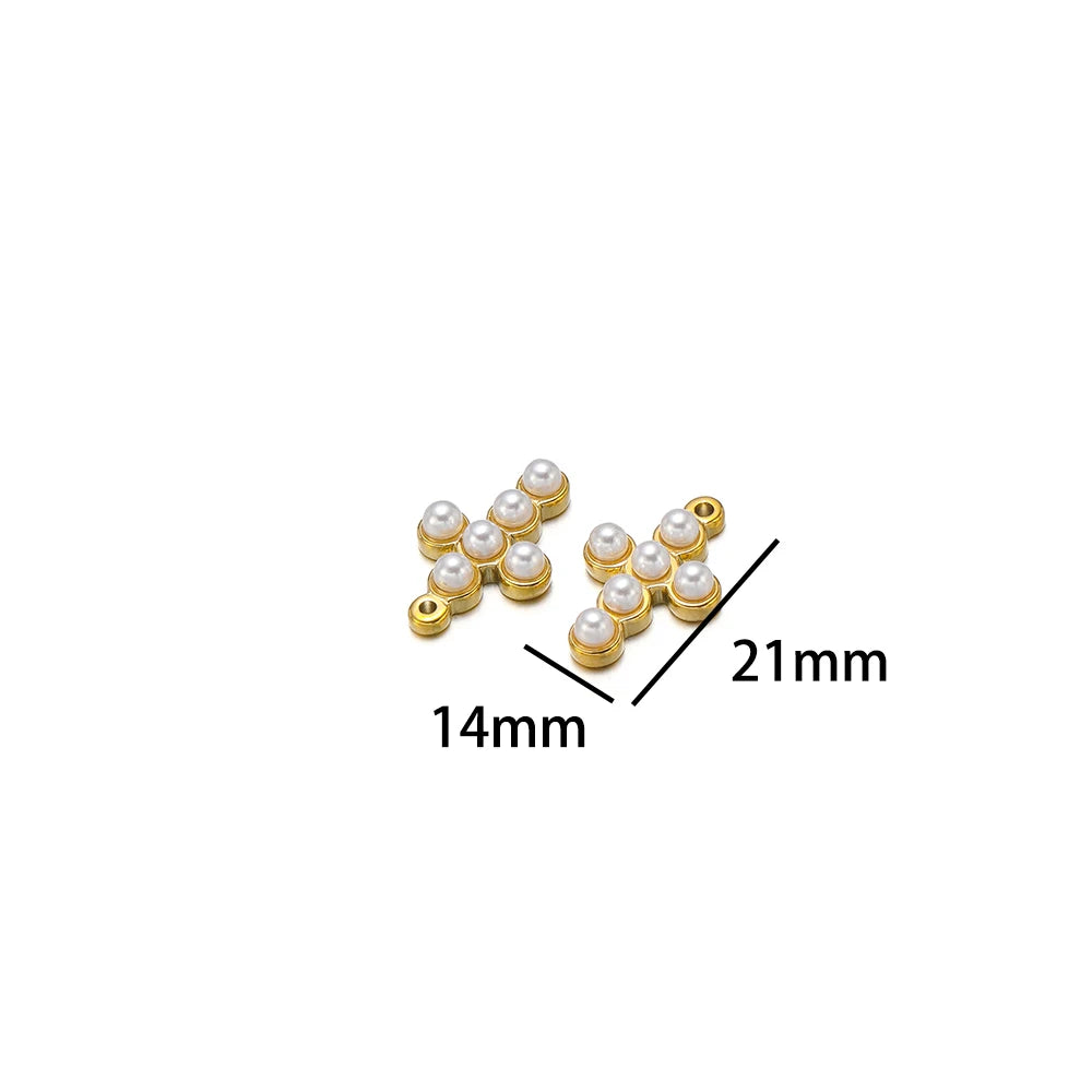 Classic 304 Stainless Steel 18k Gold Plated Zircon Cross Variety Styles Charms Pendants for DIY Women Jewelry Necklace Making