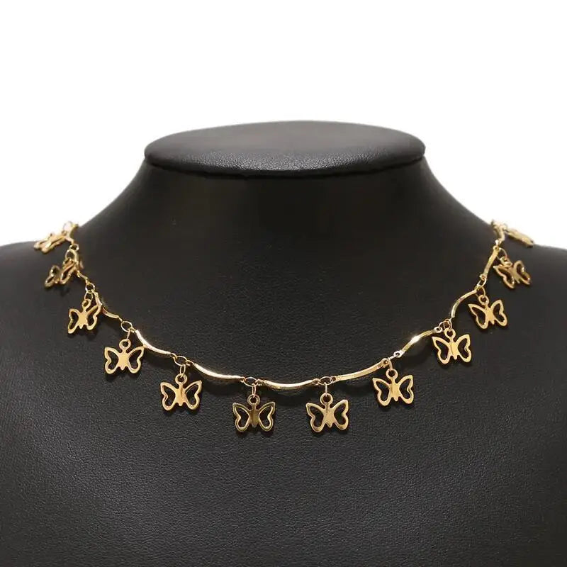 B4774 Vacuum butterfly Charm Chain 18k Gold Plated Stainless Steel Chain Roller Chain for Jewelry Diy