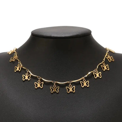 B4774 Vacuum butterfly Charm Chain 18k Gold Plated Stainless Steel Chain Roller Chain for Jewelry Diy