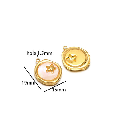 Stainless Steel 18k Gold Plated Enamel Heart Starfish butterfly Shell Zircon Charm Pendant for Jewelry Necklace Making