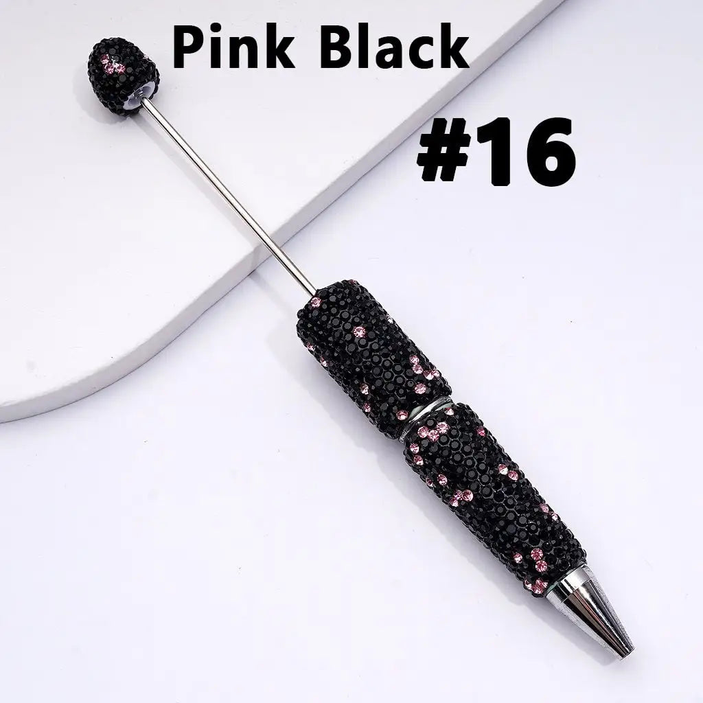 Full Rhinestone Beadable Clay Ballpoint Pens - DIY Beaded Plastic Pen for School Office Gift
